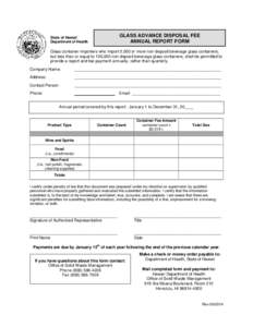 GLASS ADVANCE DISPOSAL FEE ANNUAL REPORT FORM State of Hawaii Department of Health