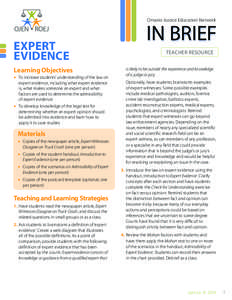Ontario Justice Education Network  EXPERT EVIDENCE Learning Objectives