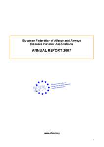 European Federation of Allergy and Airways  Diseases Patients’ Associations  ANNUAL REPORT 2007   www.efanet.org