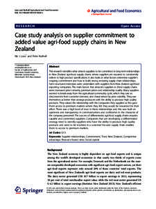 Case study analysis on supplier commitment to added value agri-food supply chains in New Zealand