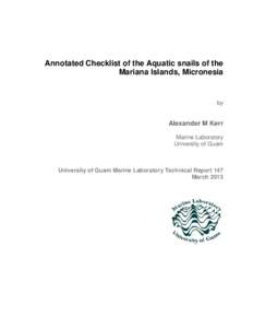 Annotated Checklist of the Aquatic snails of the Mariana Islands, Micronesia by  Alexander M Kerr