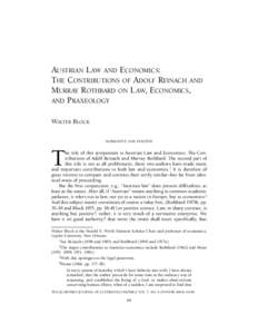 Austrian Law and Economics: The Contributions of Adolf Reinach and Murray Rothbard on Law, Economics, and Praxeology