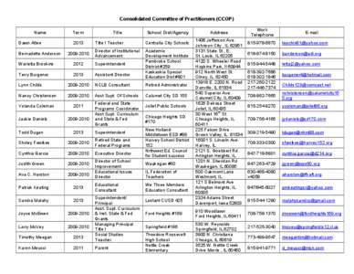 Consolidated Committee of Practitioners (CCOP) Members