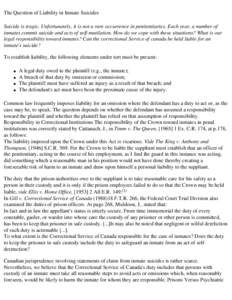 Negligence / Causation / Standard of care / Prison / Tort / Omission / Duty of care in English law / Breach of duty in English law / Law / Tort law / Duty of care