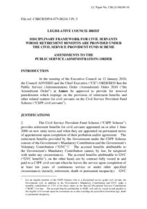 LC Paper No. CB[removed]File ref: CSBCR/DP[removed]Pt. 5 LEGISLATIVE COUNCIL BRIEF DISCIPLINARY FRAMEWORK FOR CIVIL SERVANTS