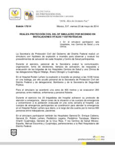 SECRETARÍA DE PROTECCIÓN CIVIL COORDINACIÓN DE PROMOCIÓN Y DIFUSIÓN “2014, Año de Octavio Paz” Boletín[removed]