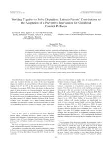 Working Together to Solve Disparities: Latina/o Parents’ Contributions to the Adaptation of a Preventive Intervention for Childhood Conduct Problems