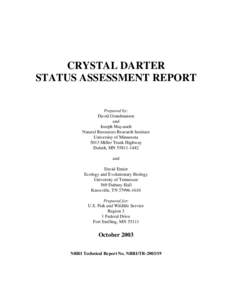 O:�CRDA (crystal darter)�tus Assessment�stal  darter SAR_final.wpd