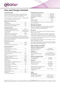 Fees and Charges Schedule Transaction fees Our fees and charges structure works on a user pays basis that reflects the cost of transactions. Members will find an itemised outline of transaction fees charged on each state