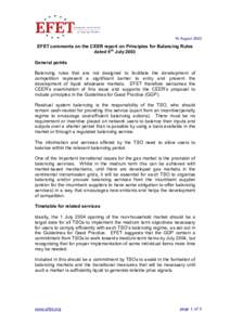 Draft EFET comments on CEER tariff paper presented at 20 September Madrid Forum Joint Working Group (JWG)