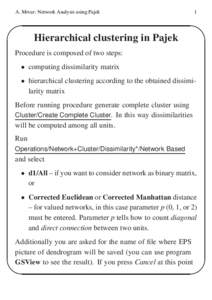 A. Mrvar: Network Analysis using Pajek  ✬ 1