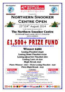 Presents the  Northern Snooker Centre Open In association with the Home International Billiards & Snooker Federation