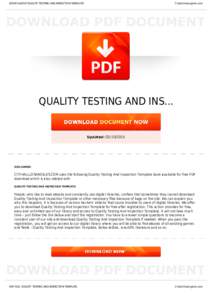 Software testing / Product testing / Usability / Inspection / Quality / Usability testing