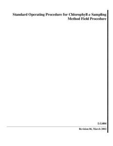 Standard Operating Procedure for Chlorophyll a Sampling Method Field Procedure