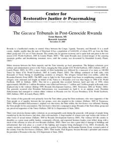 The Gacaca Tribunals in post-Genocide Rwanda