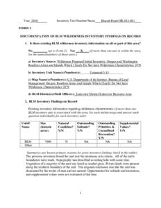 Conservation in the United States / United States Department of the Interior / Wildland fire suppression / Wilderness / Protected areas of the United States / Wilderness study area / Environment of the United States / United States / Bureau of Land Management