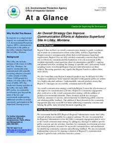 At a Glance: An Overall Strategy Can Improve Communication Efforts at Asbestos Superfund Site in Libby, Montana