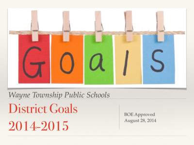 Wayne Township Public Schools  District Goals[removed]BOE Approved!