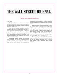 The Wall Street Journal, June 11, 2007 Flush States expenditures overall rose by 4.7%, with health care The Census Bureau has released data on state and education outlays accounting for much of the inand local finances f