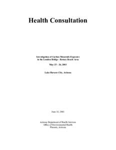 Health Consultation   Carbon Monoxide Exposure in the London Bridge-Rotary Beach Area