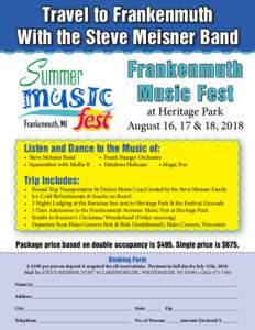 Travel to Frankenmuth With the Steve Meisner Band Frankenmuth Music Fest