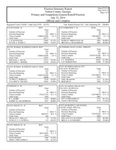 Date:[removed]Time:18:51:37 Page:1 of 1 Election Summary Report Fulton County, Georgia