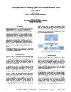 A Voice Operated Tour Planning System for Autonomous Mobile Robots Charles V. Smith III John C. Licato