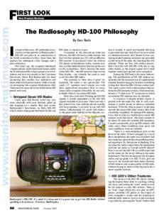 F  IRST LOOK New Product Reviews  The Radiosophy HD-100 Philosophy