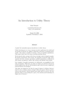 An Introduction to Utility Theory John Norstad [removed] http://www.norstad.org  March 29, 1999