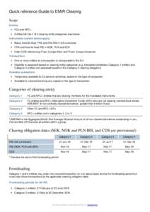 Quick reference Guide to EMIR Clearing Scope Entities  FCs and NFC+  Entities fall into 1 of 4 clearing entity categories (see below Instruments (certain tenors apply)