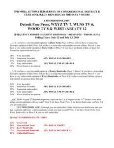 EPIC▪MRA AUTOMATED SURVEY OF CONGRESSIONAL DISTRICT 11 CERTAIN/LIKELY REPUBLICAN PRIMARY VOTERS COMMISSIONED BY Detroit Free Press, WXYZ TV 7, WLNS TV 6, WOOD TV 8 & WJRT (ABC) TV 12