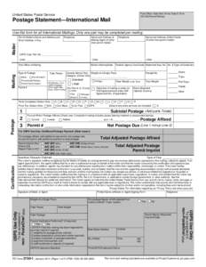 Post Office: Note Mail Arrival Date & Time (Do Not Round-Stamp) United States Postal Service  Postage Statement—International Mail