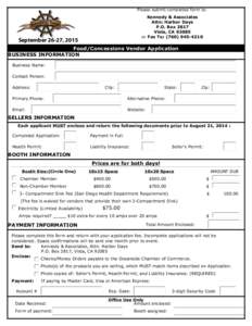 Please submit completed form to: Kennedy & Associates Attn: Harbor Days P.O. Box 2817 Vista, CA[removed]or Fax To: ([removed]