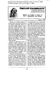 Essays of an Information Scientist, Vol:8, p[removed], 1985 Current Contents, #13, p.3-15, April 1, 1985 Current Comments” EUGENE GARFIELD INSTITUTE