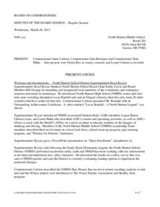 BOARD OF COMMISSIONERS MINUTES OF THE BOARD SESSION – Regular Session Wednesday, March 20, 2013 9:00 a.m.  PRESENT: