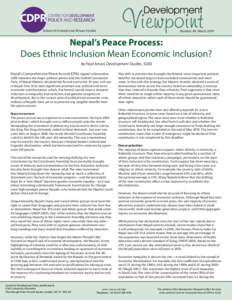 School of Oriental and African Studies  Number 49, March 2010 Nepal’s Peace Process: Does Ethnic Inclusion Mean Economic Inclusion?