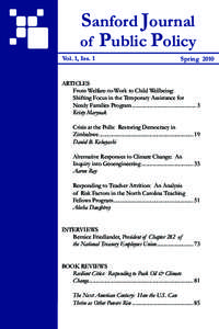 Sanford Journal of Public Policy Vol. 1, Iss. 1 Spring 2010