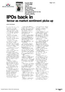 Page 1 of 2  Courier Mail 17-Oct-2009 Page: 84 Business News
