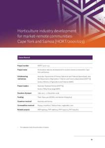 Horticulture industry development for market-remote communities: Cape York and Samoa (HORT[removed]Irene Kernot