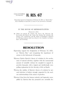 IV  114TH CONGRESS 1ST SESSION  H. RES. 67