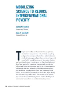 Mobilizing Science to Reduce Intergenerational Poverty James M. Radner University of Toronto