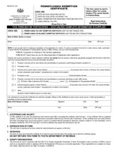 Pennsylvania Exemption Certificate (REV-1220)