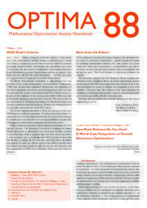 OPTIMA 88 Mathematical Optimization Society Newsletter Philippe L. Toint  MOS Chair’s Column