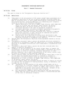 CHIROPRACTIC PHYSICIAN PRACTICE ACT Part 1 - General Provisions[removed]Title.