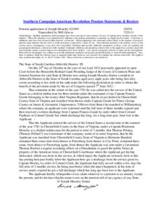 Southern Campaign American Revolution Pension Statements & Rosters Pension application of Joseph Moseley S21891 Transcribed by Will Graves f26VA[removed]