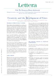 Lettera  May/June 2010 – no. 31 Club The European House-Ambrosetti Although this newsletter is part of the activities of The European House-Ambrosetti Club, its content may not