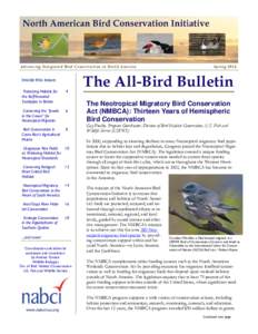Advancing Integrated Bird Conservation in North America  Inside this issue: Spring 2014