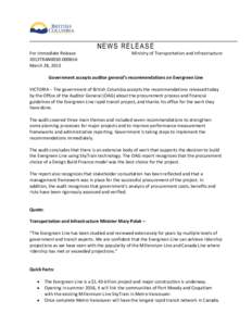 NEWS RELEASE For Immediate Release 2013TRAN0030[removed]March 28, 2013  Ministry of Transportation and Infrastructure