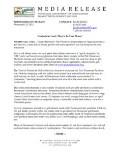 FOR IMMEDIATE RELEASE November 23, 2011 CONTACT: Linda Shelton[removed]removed]