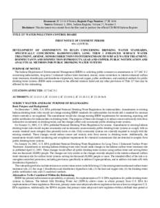 Water industry / Environment of the United States / Water law in the United States / Safe Drinking Water Act / Rulemaking / Drinking water / Lead and copper rule / United States Environmental Protection Agency / Federal Register / Water supply and sanitation in the United States / United States administrative law / Water